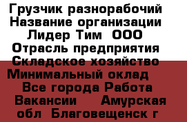 Грузчик-разнорабочий › Название организации ­ Лидер Тим, ООО › Отрасль предприятия ­ Складское хозяйство › Минимальный оклад ­ 1 - Все города Работа » Вакансии   . Амурская обл.,Благовещенск г.